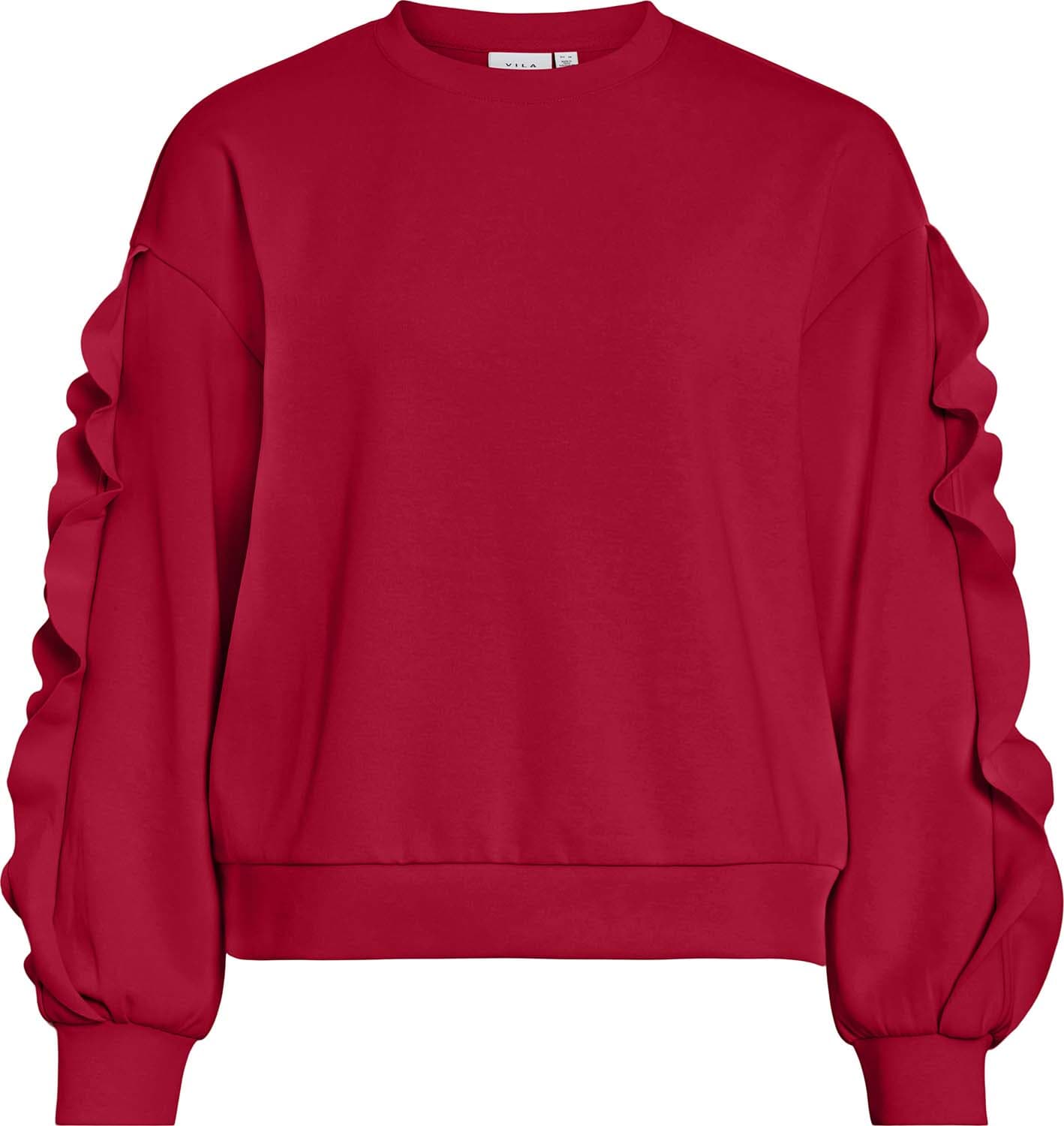 Vila VIMENTINA FLOUNCE O-NECK L/S TOP Rood