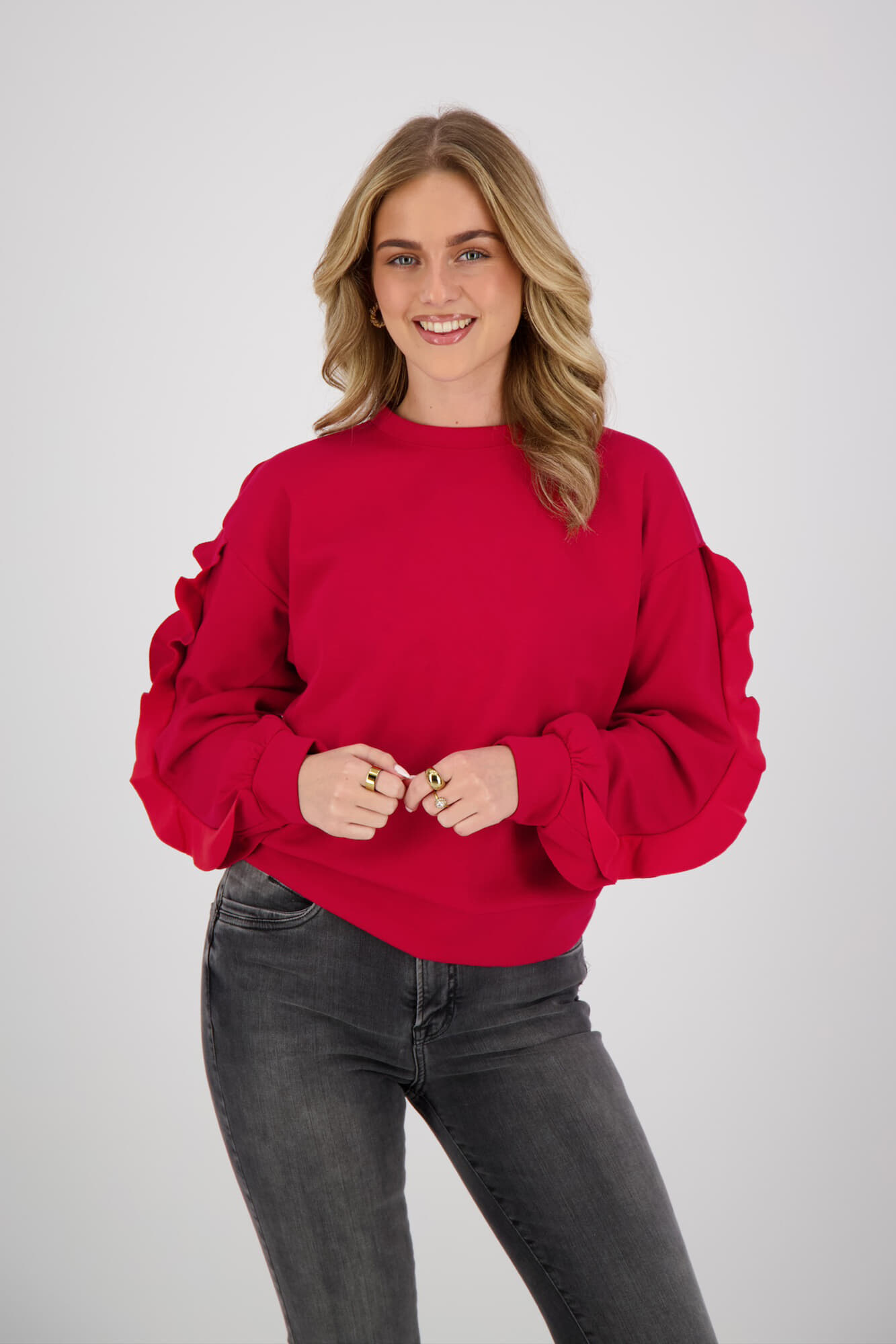 Vila Sweater Mentina Flounce Rood