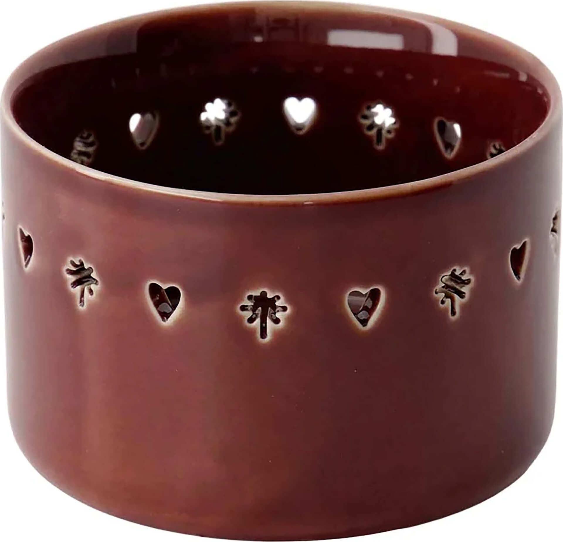 Zusss waxinelichthouder keramiek hart/ster Bordeaux Rood