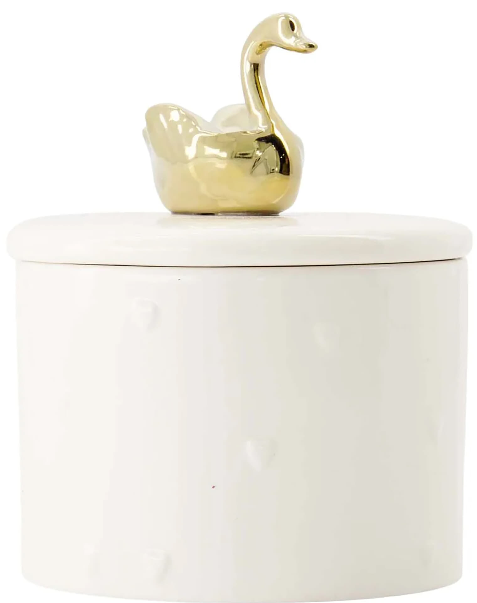 Zusss geurkaars keramiek met deksel M zwaan wit/goud Goud