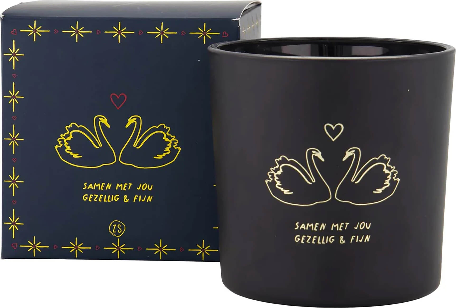 Zusss geurkaars glas in doosje zwanen donkerblauw/goud Blauw