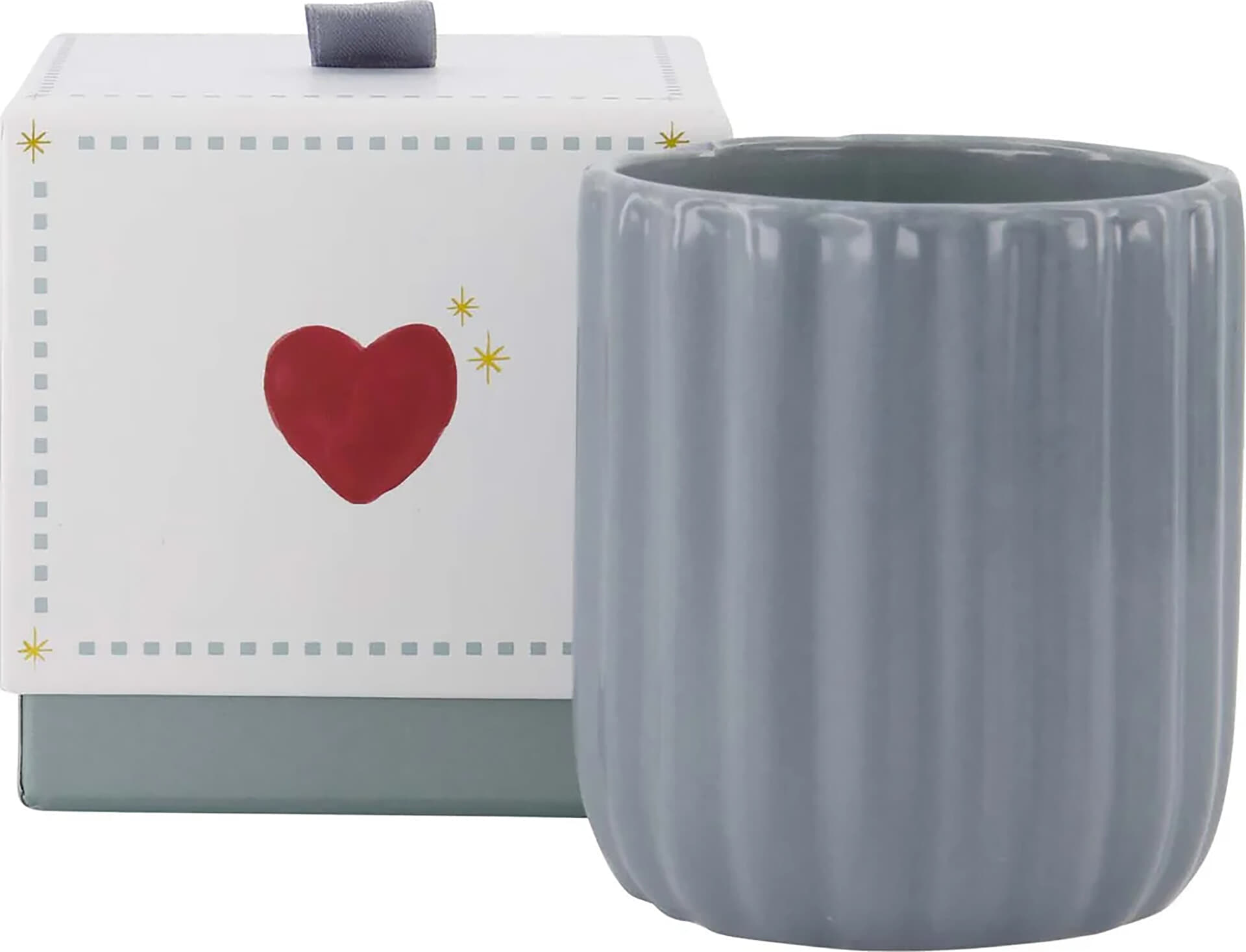 Zusss geurkaars keramiek in doosje hartje grijsblauw Blauw