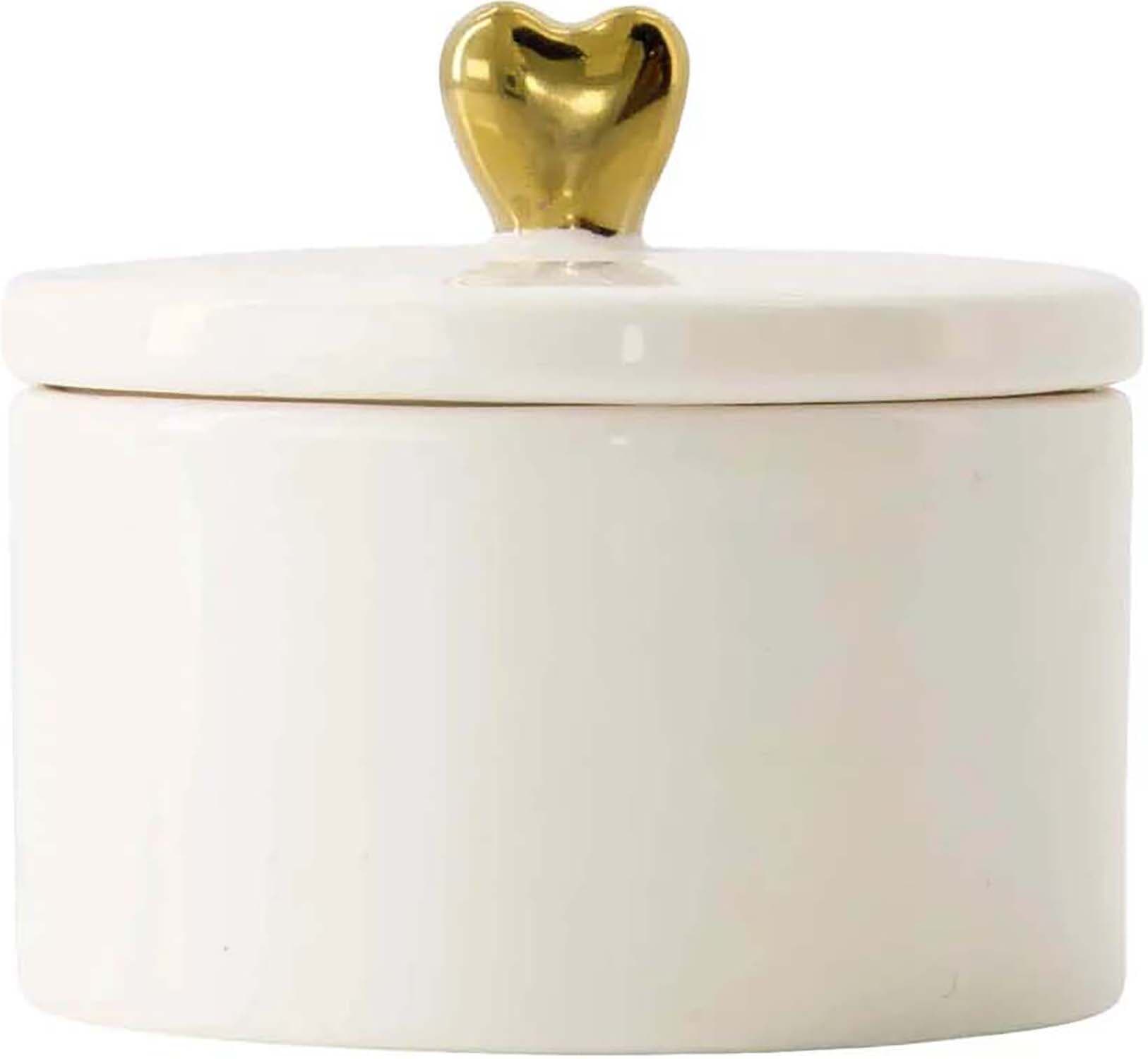 Zusss bewaarpot keramiek hartje wit/goud Goud