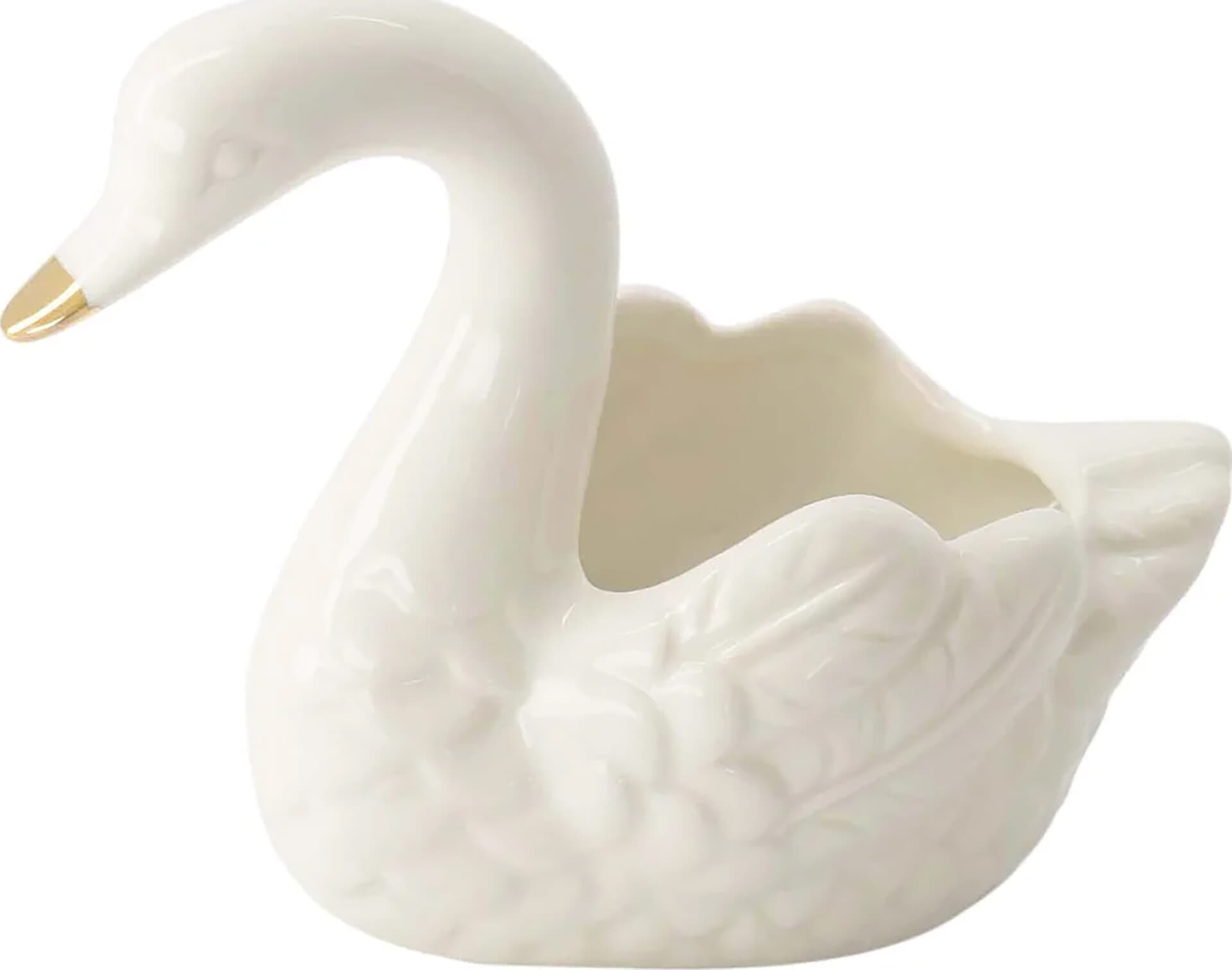 Zusss waxinelichthouder keramiek zwaan wit/goud Goud