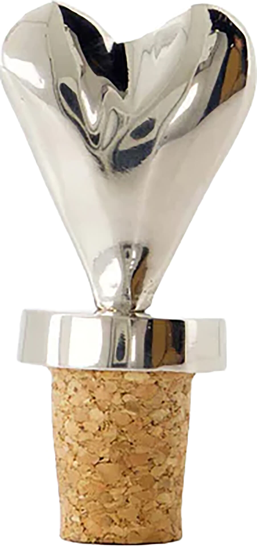 wijnstopper metaal hartje Zilver