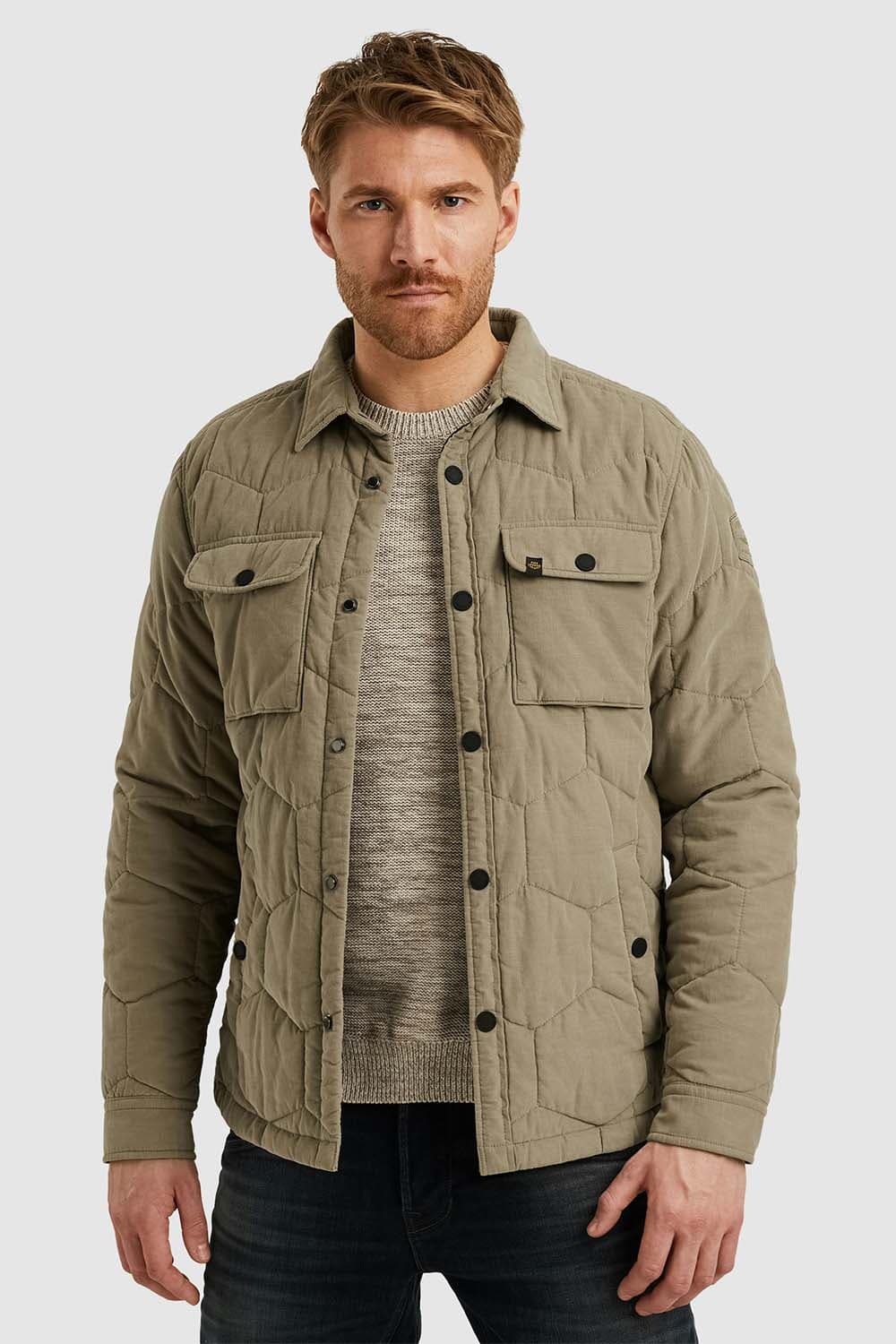 Pme Legend Overhemd Jas Quilted Corduroy Beige
