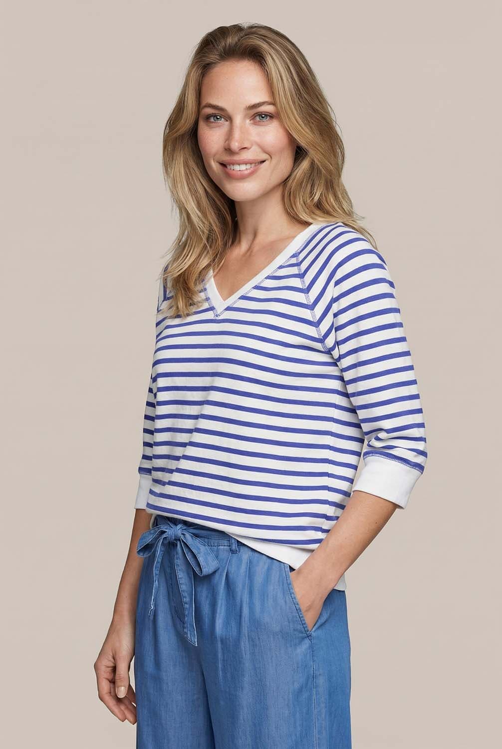 Vive La Femme Sweater Bloem Kobalt Blauw