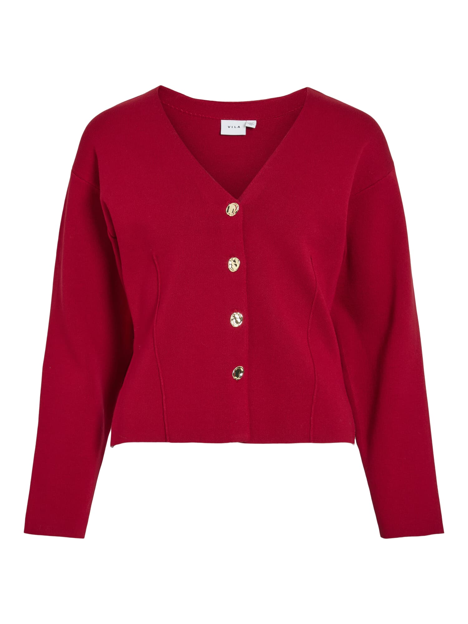 Vila Gebreid Vest Way V-Hals Rood