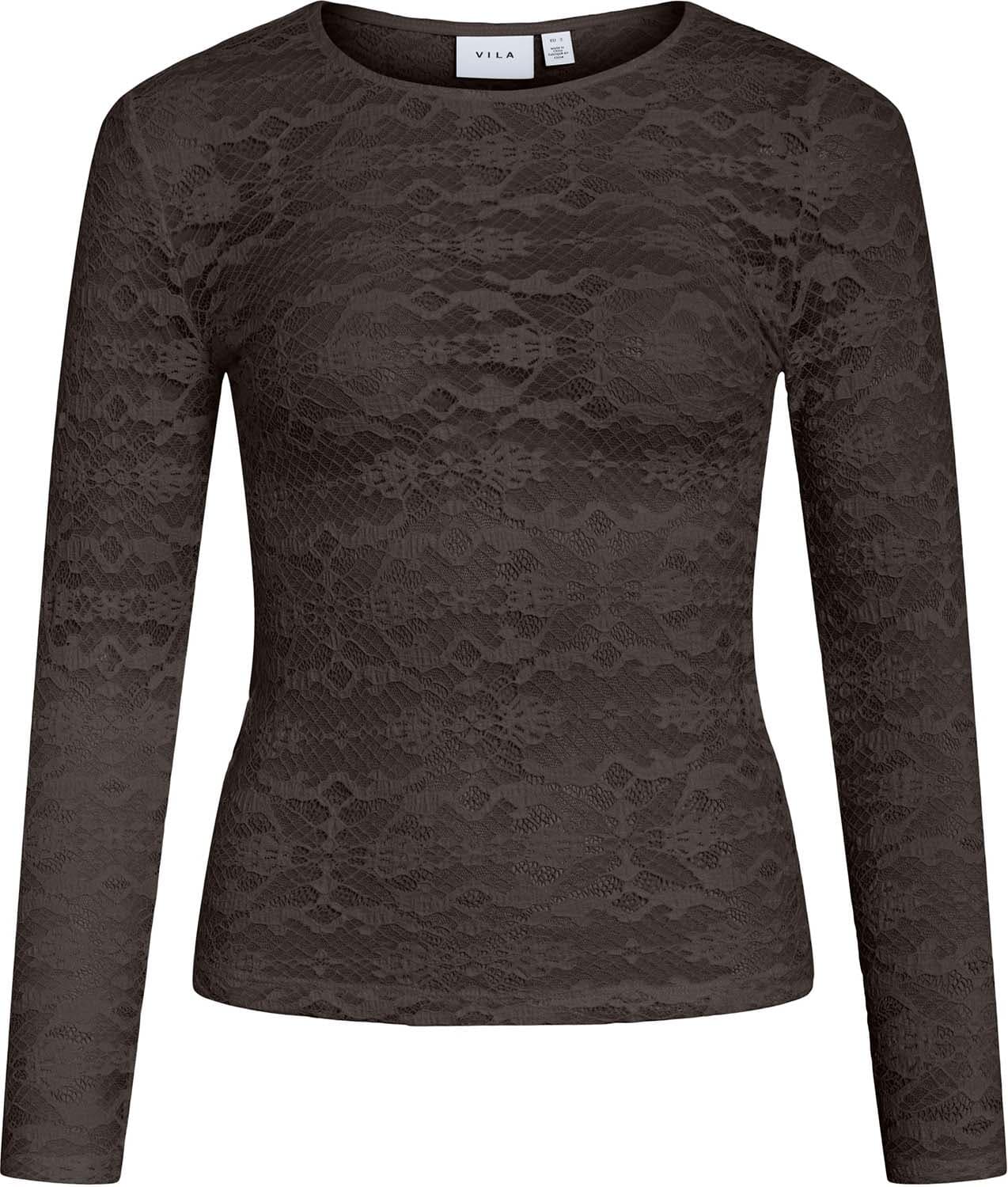 Vila Top Velina Lace Bruin