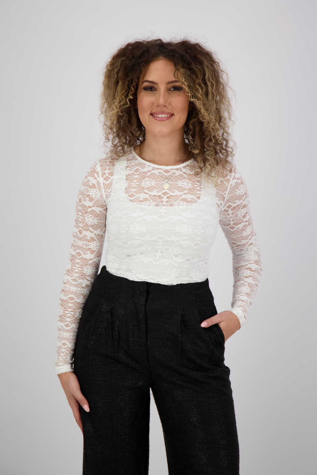 Vila Top Velina Lace Wit