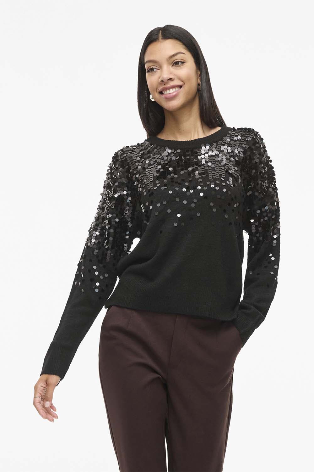 Vila Trui Siquin Glitter Zwart