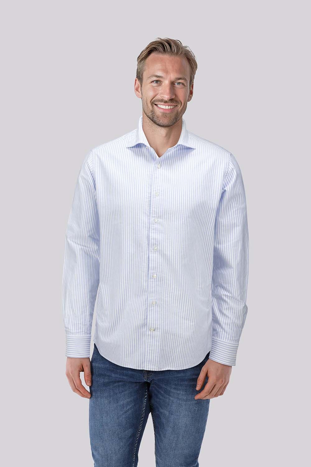 Bomont Overhemd Oxford Streep Blauw