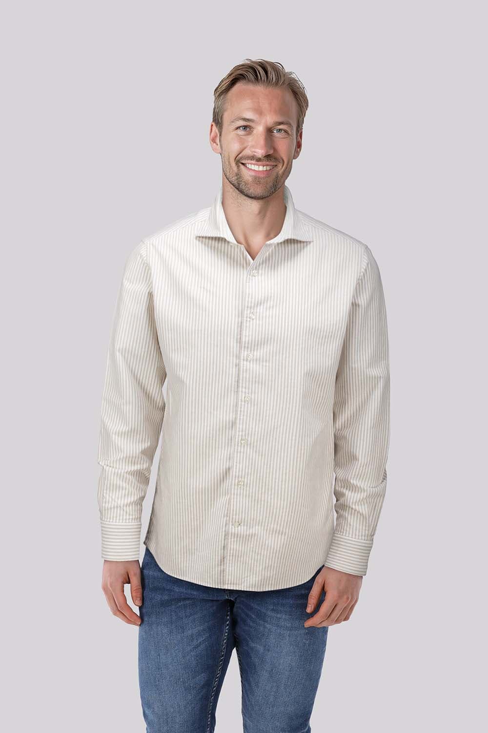 Bomont Overhemd Oxford Streep Kaki