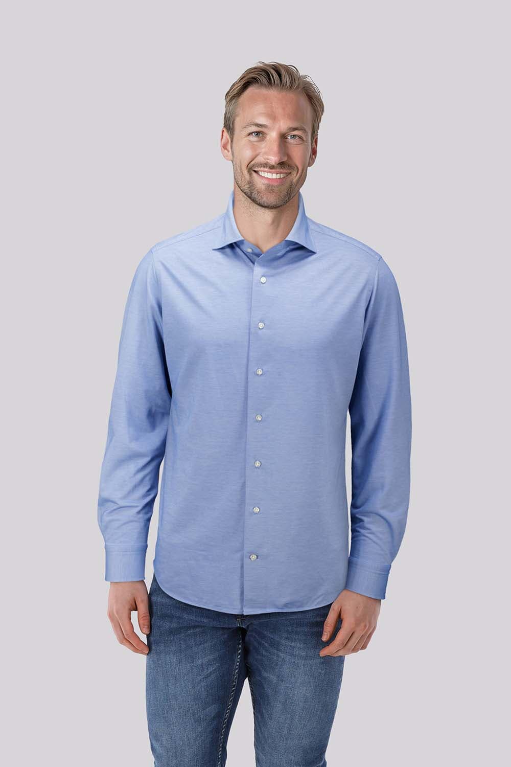 Bomont Overhemd Glenn Jersey  Blauw