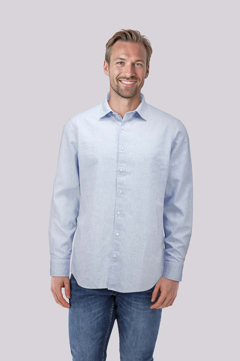 Bomont Overhemd Gino Linnen Blauw