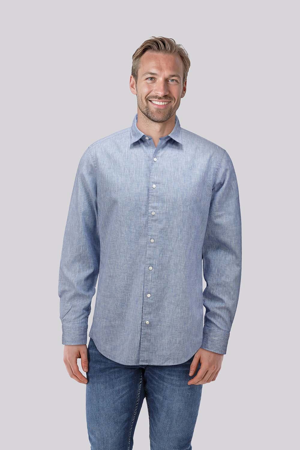 Bomont Overhemd Gino Linnen Navy