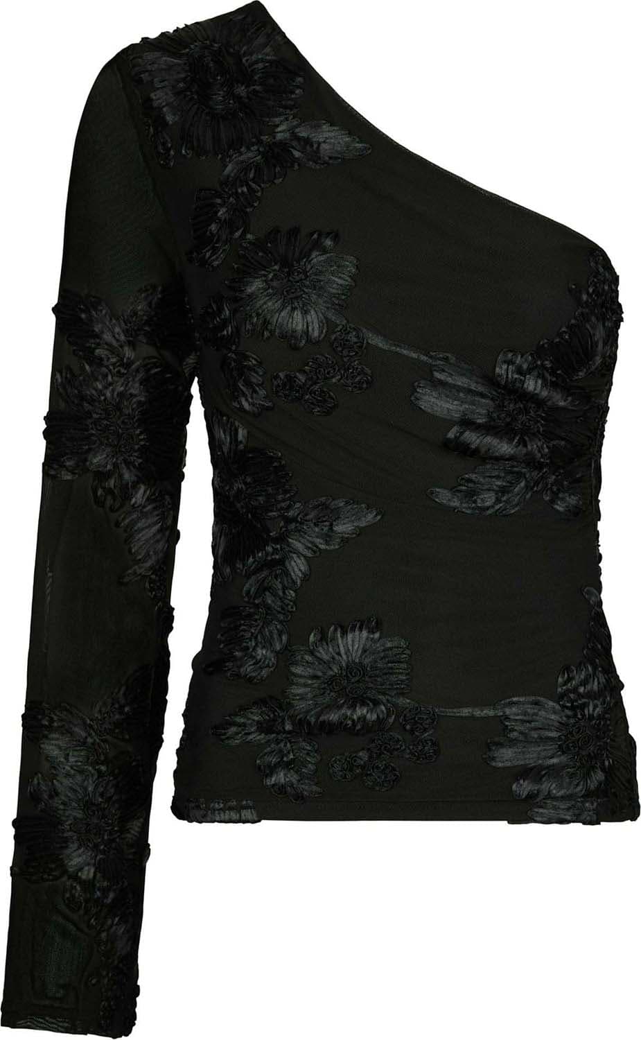 Neo Noir Top Friana big flower Zwart