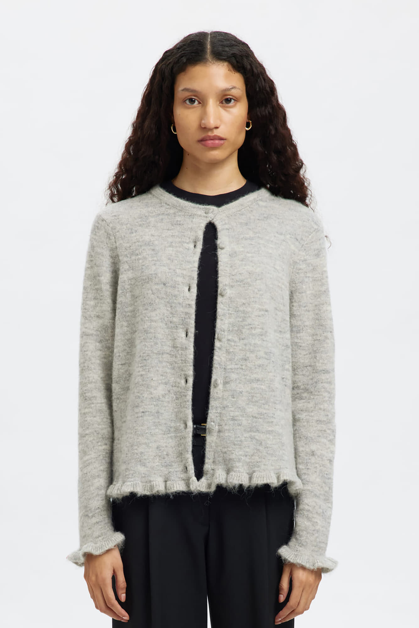 Selected Femme Vest Lulu Frill Grijs