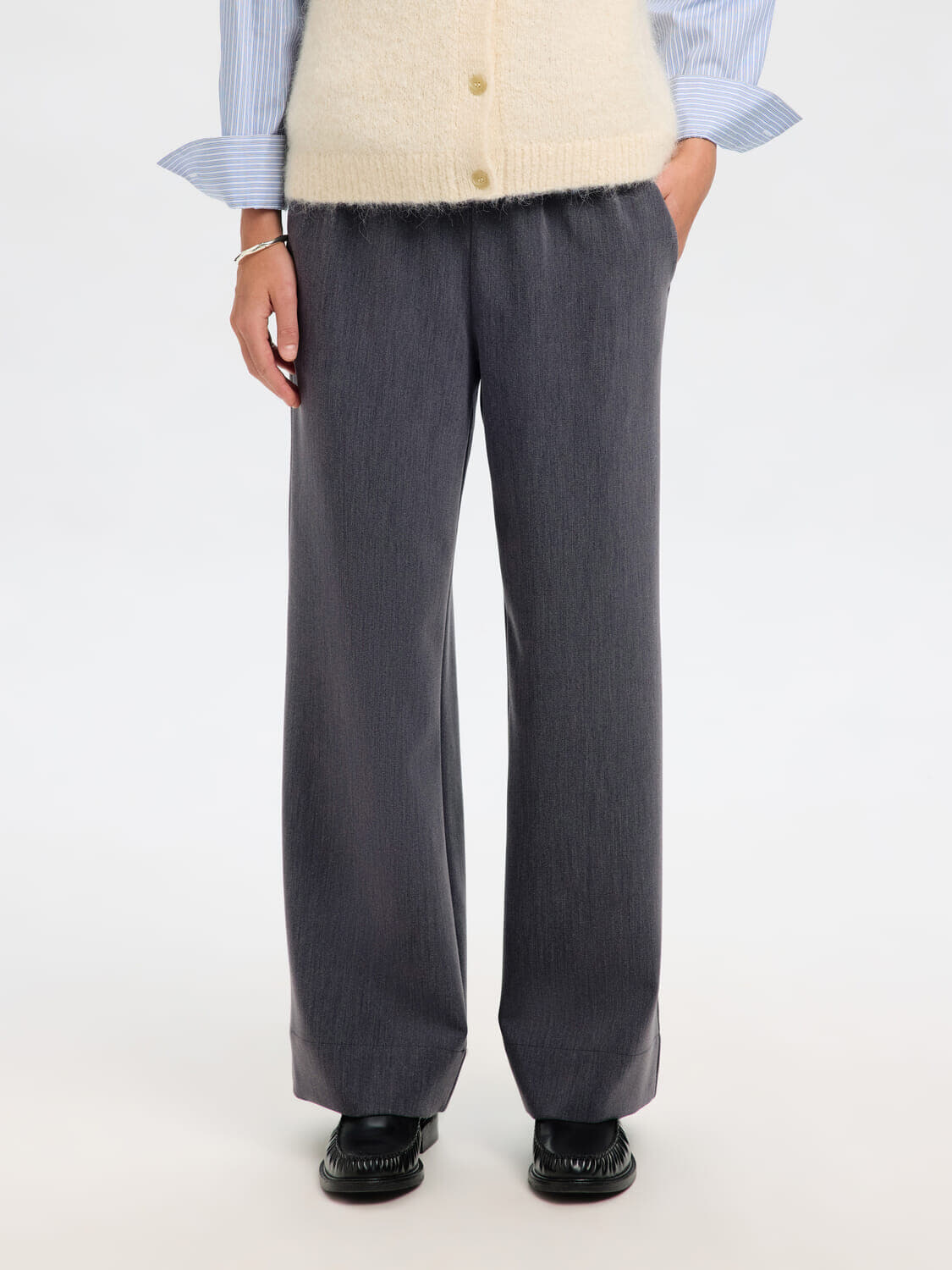 Selected Femme Pantalon Patricia HW Wide Grijs
