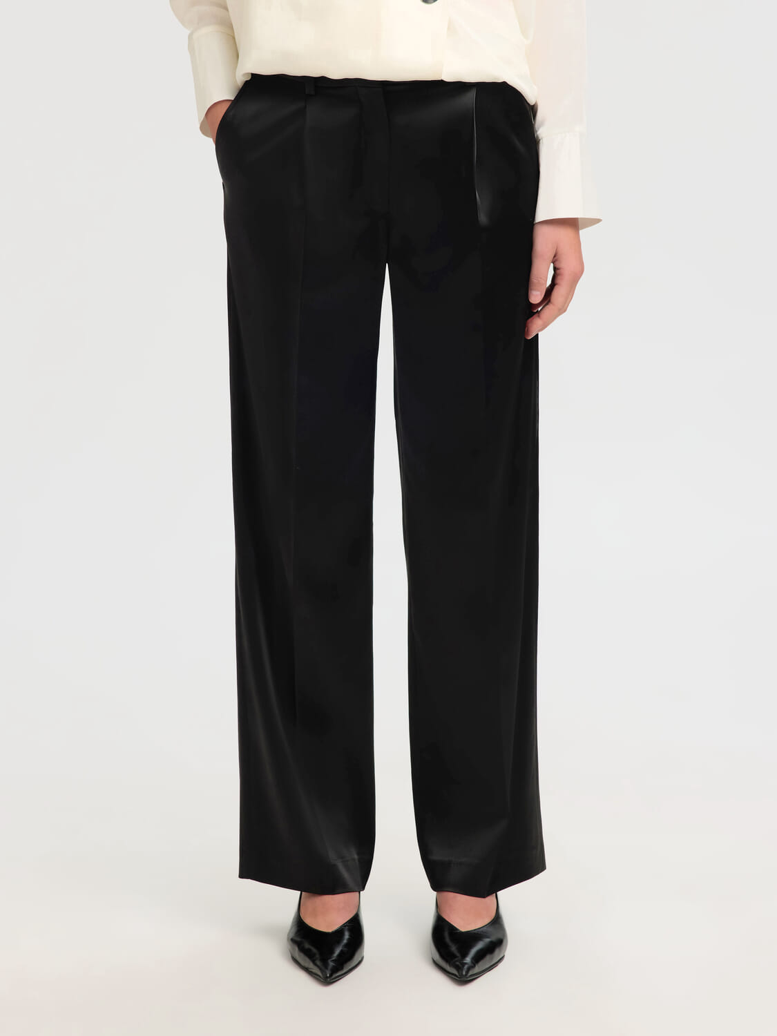 Selected Femme Pantalon Miya Wide Zwart