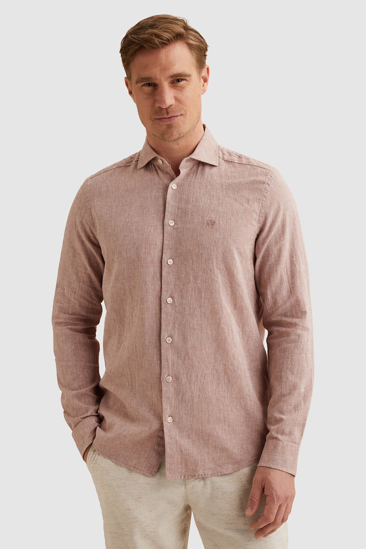 Vanguard Overhemd Linnen Katoen blend Rood
