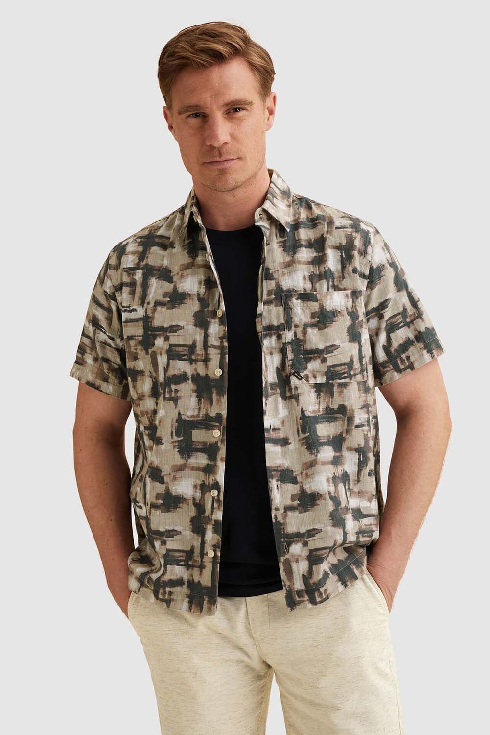 Vanguard Overhemd Print on slub c Rood