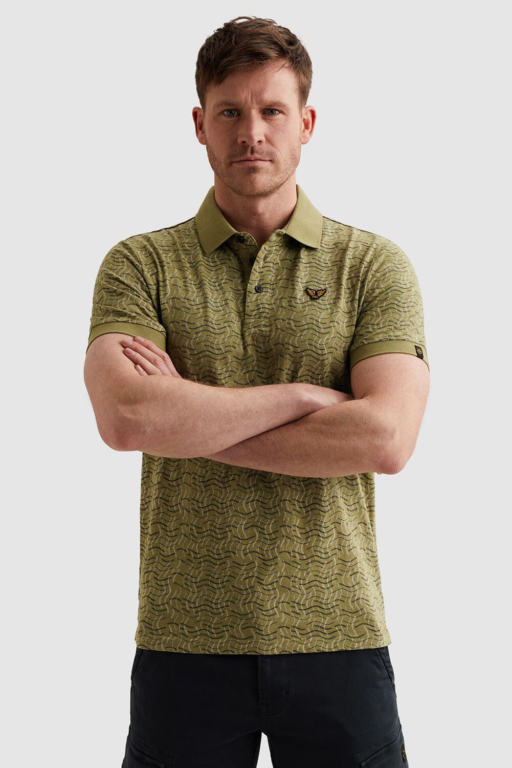 Pme Legend Polo slub jersey aop Groen