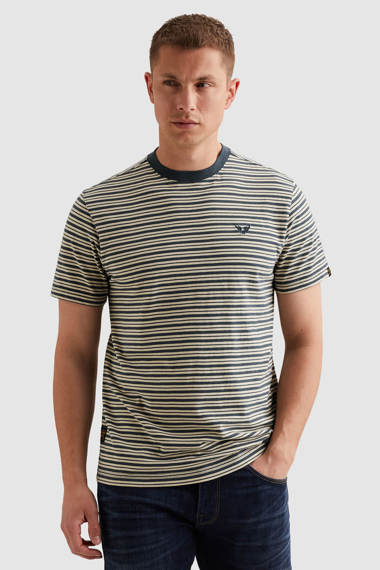 Pme Legend T-shirt yd stripe jersey Blauw