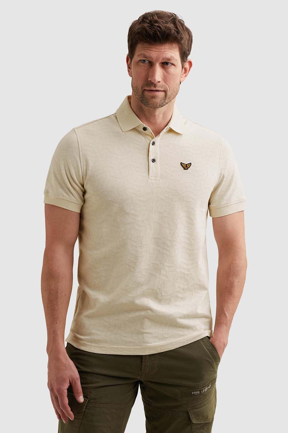 Pme Legend Polo Jersey Jacquard Wit