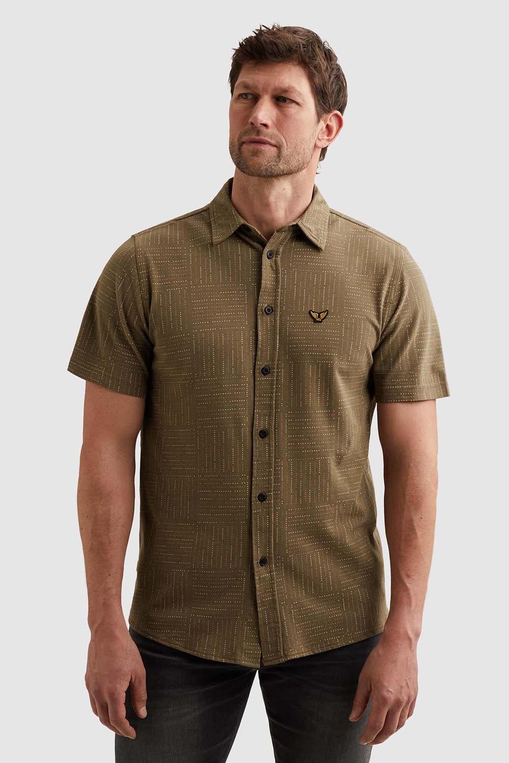 Pme Legend Overhemd Print on pique Groen