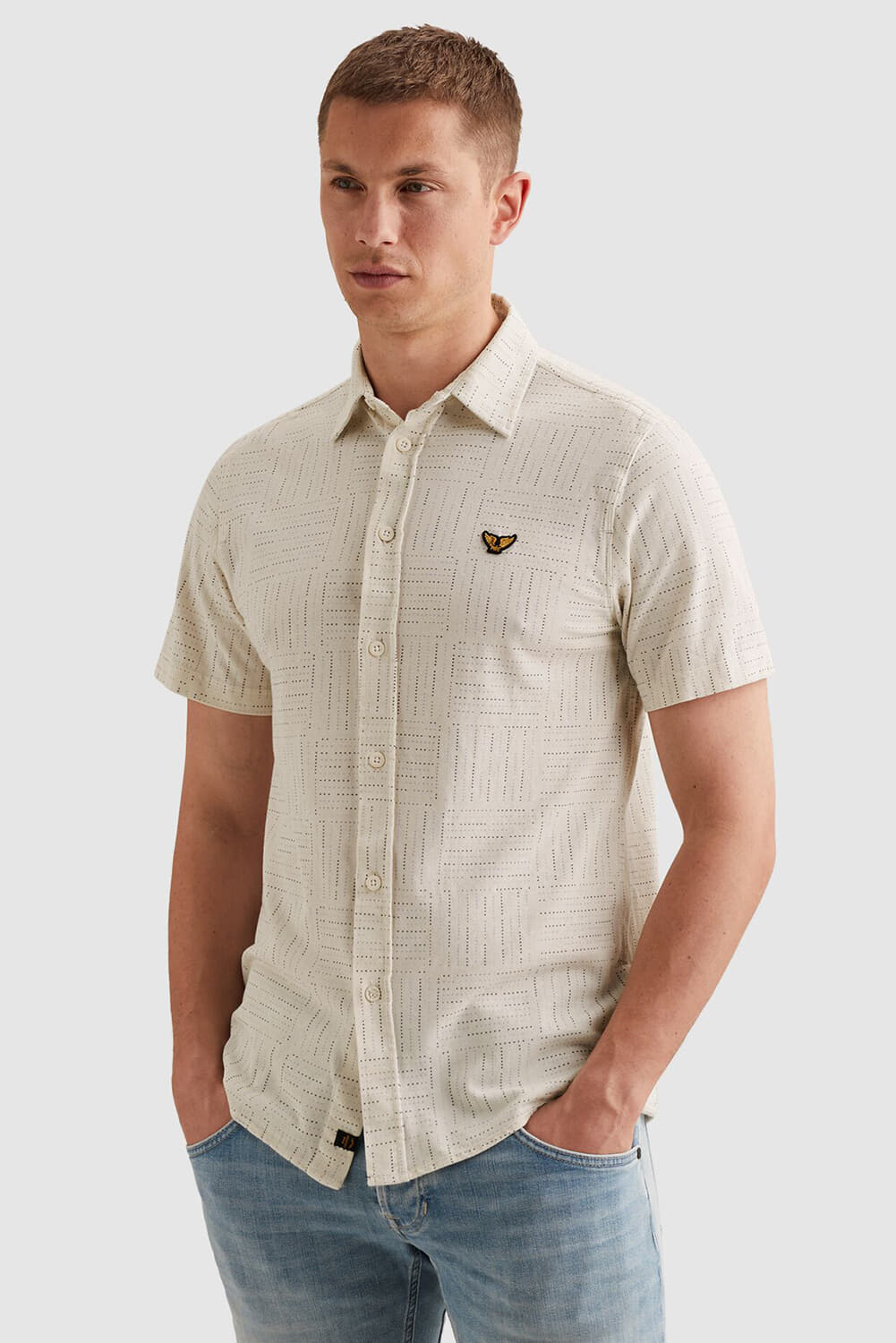Pme Legend Overhemd Print on pique Wit