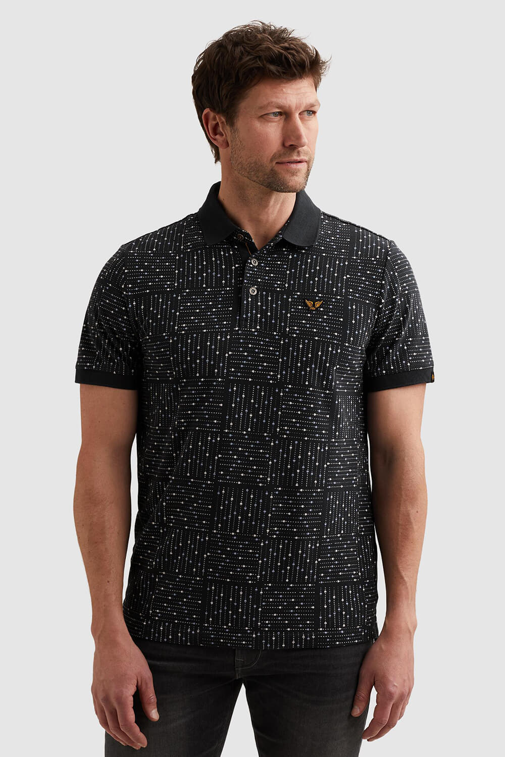 Pme Legend Polo printed fine pique Blauw