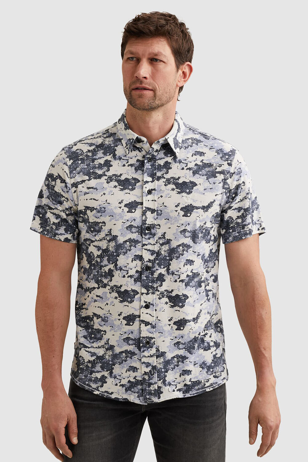 Pme Legend Overhemd Print on pique Indigo