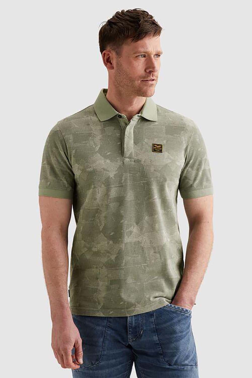 Pme Legend Polo Printed two tone Groen