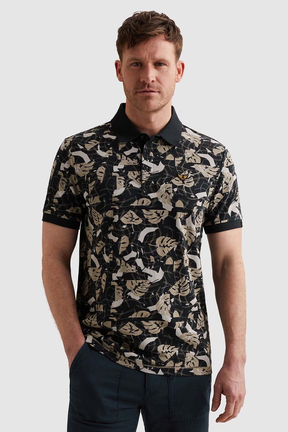 Pme Legend Polo Printed fine pique Blauw