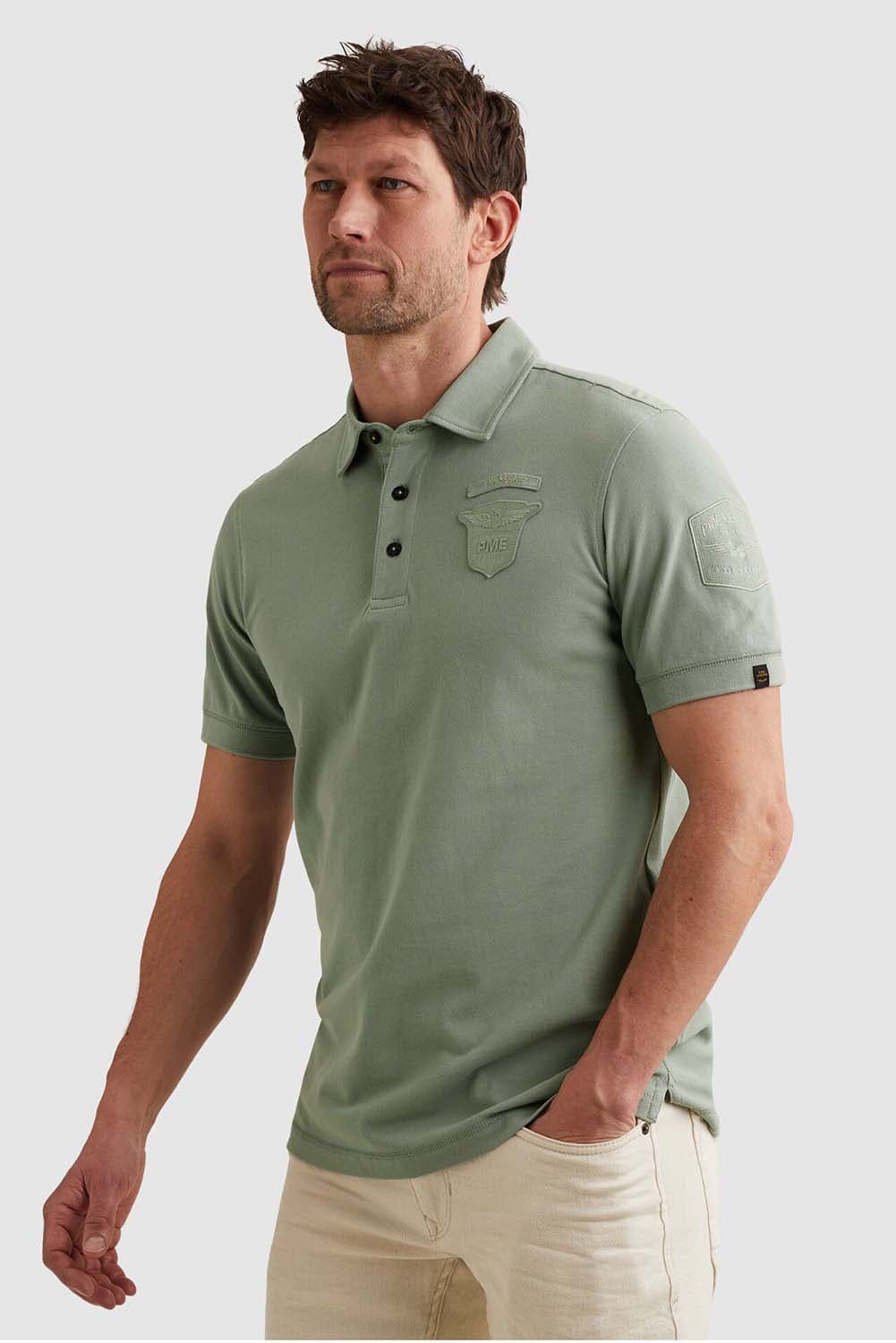 Pme Legend Polo Fine pique badge Groen
