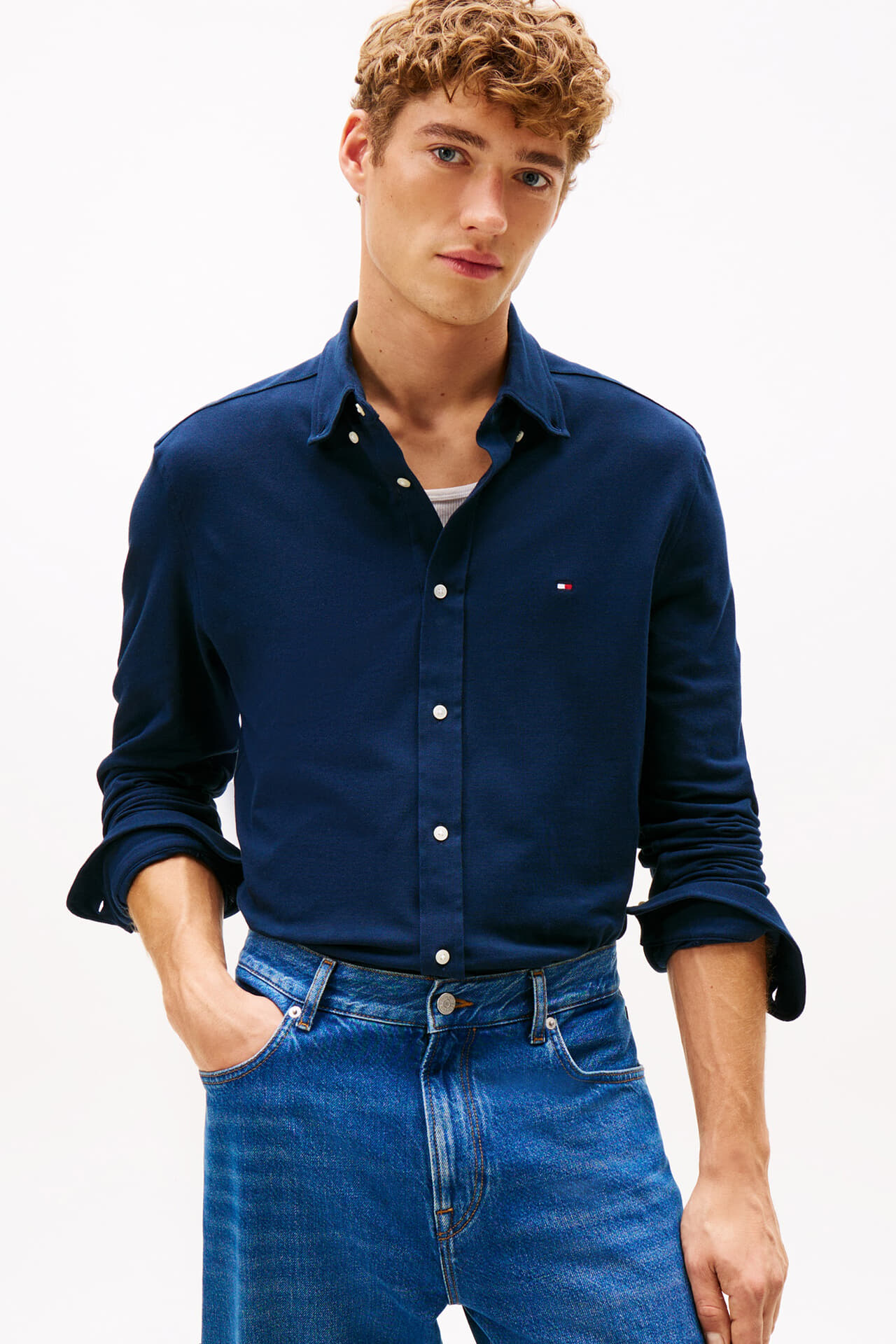 Tommy Hilfiger Overhemd knit pique Navy