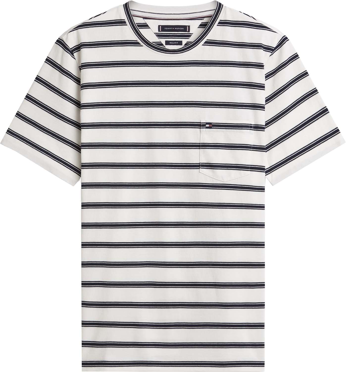 Tommy Hilfiger T-shirt Stripe Pocket regular fit Wit