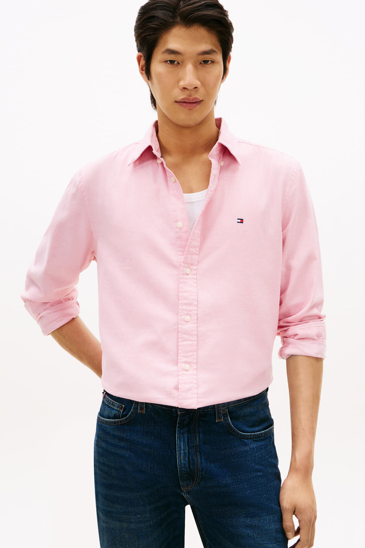Tommy Hilfiger Overhemd brushed linen twill Roze
