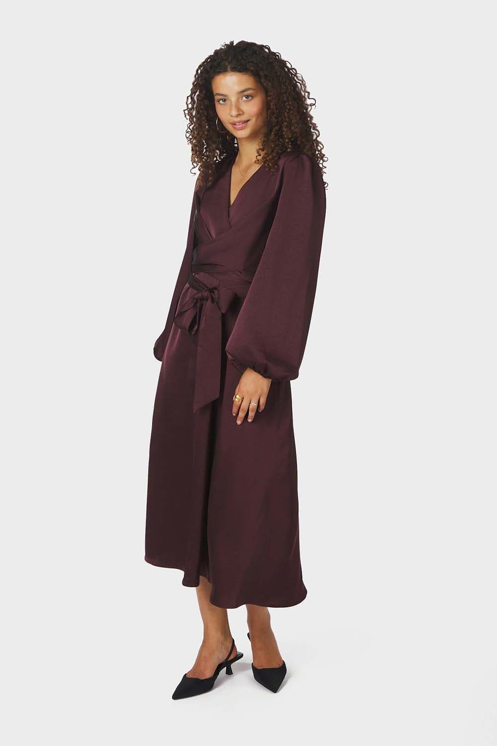 Neo Noir Rimini Heavy Sateen Dress Bordeaux Rood Neo Noir Rimini Heavy Sateen Dress Bordeaux Rood