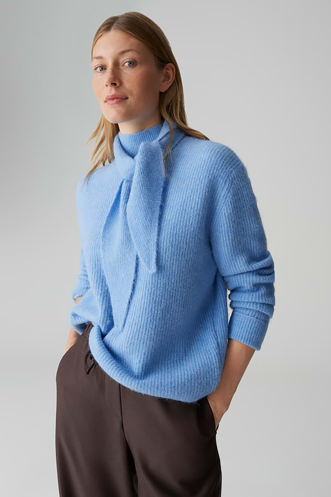 Opus Gebreide Trui Parf van alpacawolmix Aqua