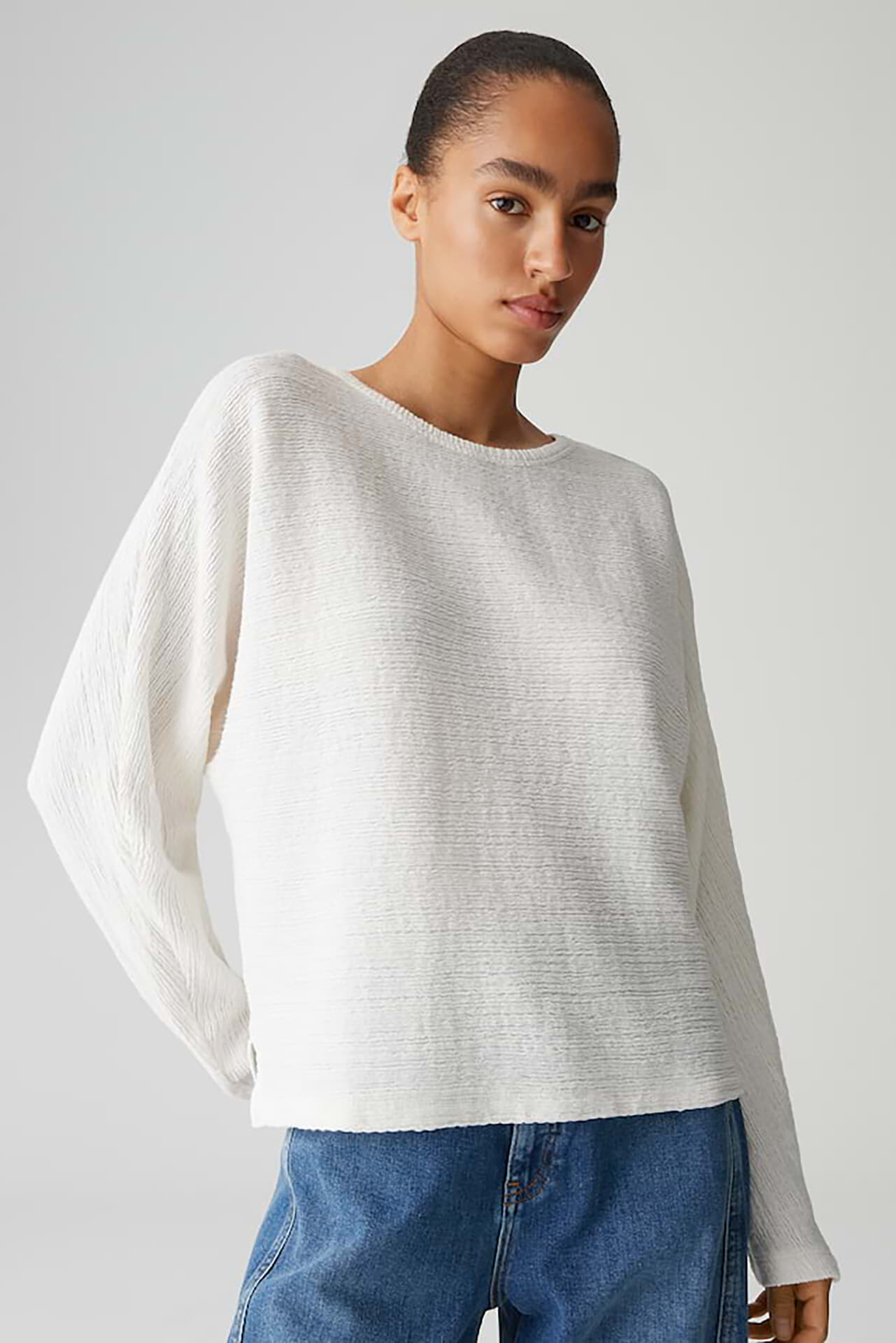 Opus Top Sanuni met kreukeffect Off White