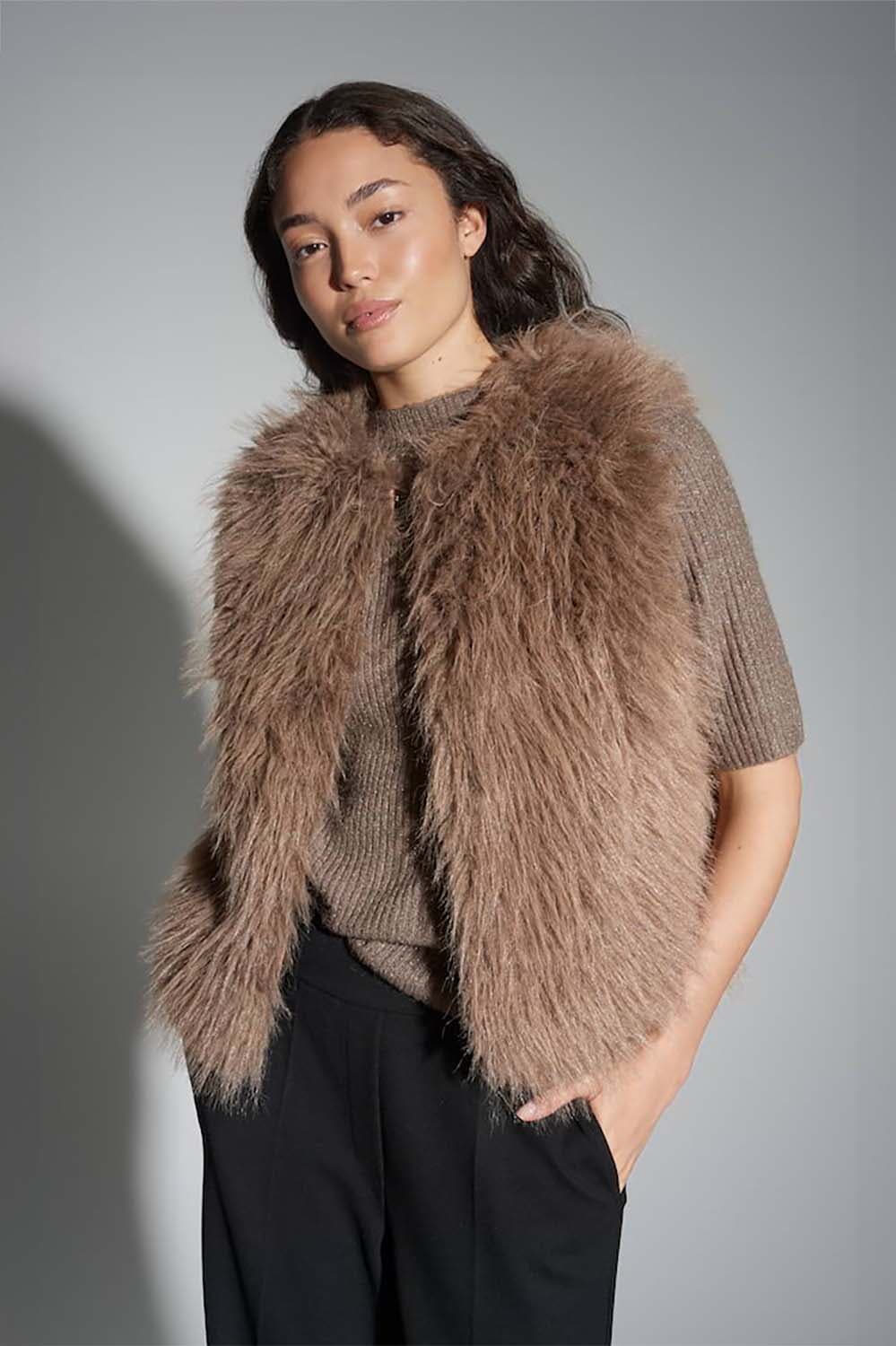 Opus Gilet Wondra in bontlook Taupe