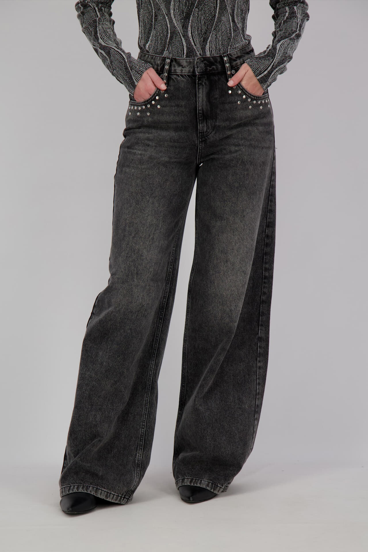 Co'couture vicky cc stud white jeans Zwart