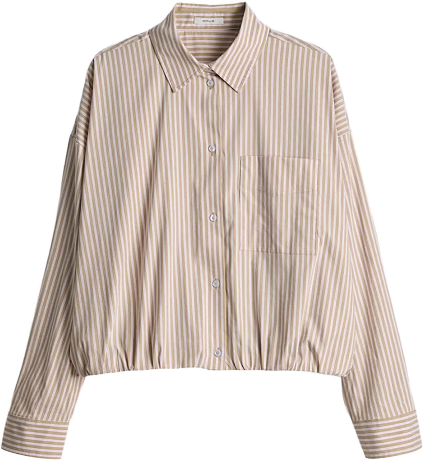 Opus Gestreepte Blouse Fresa Beige
