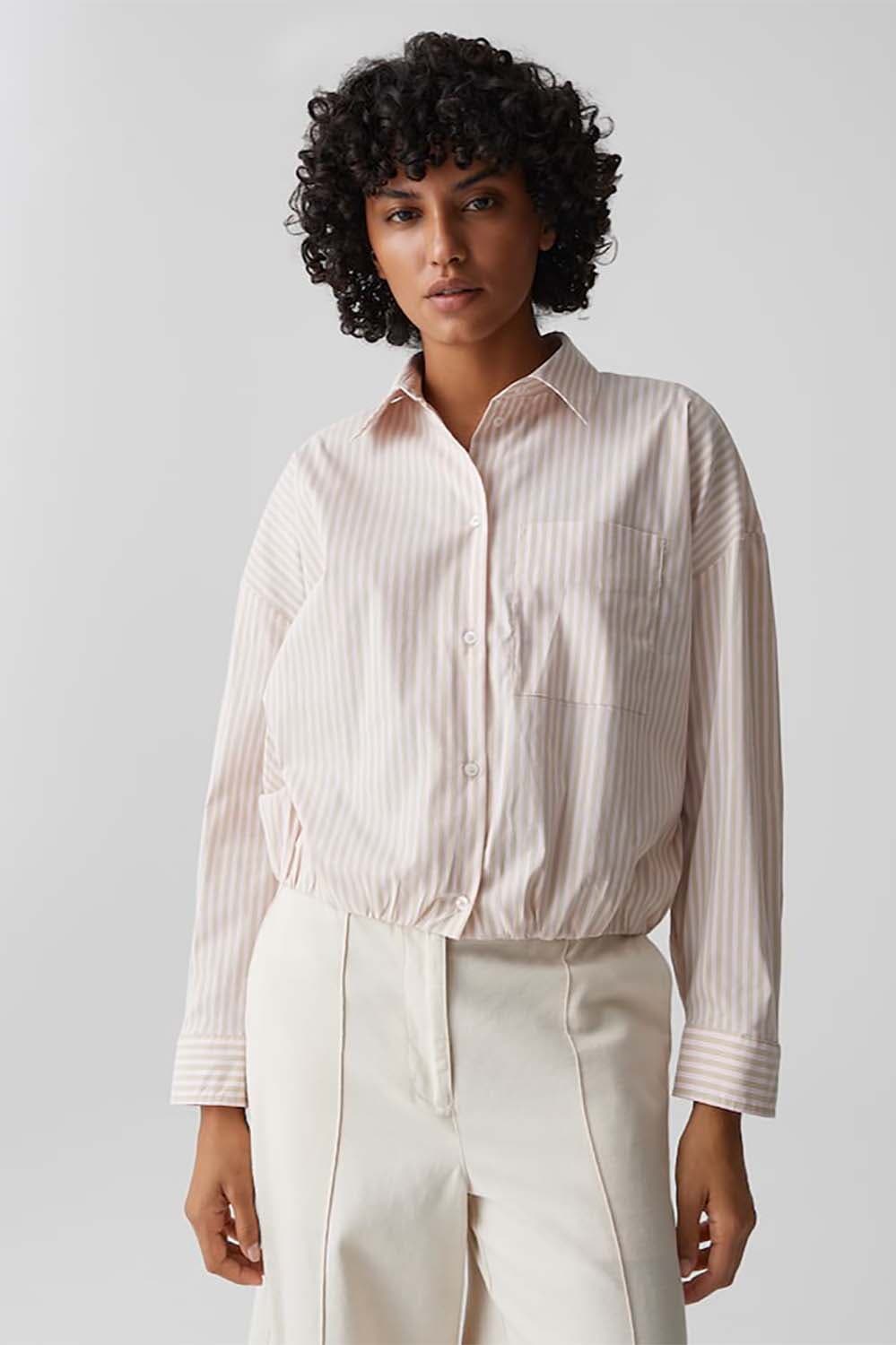 Opus Gestreepte Blouse Fresa Beige