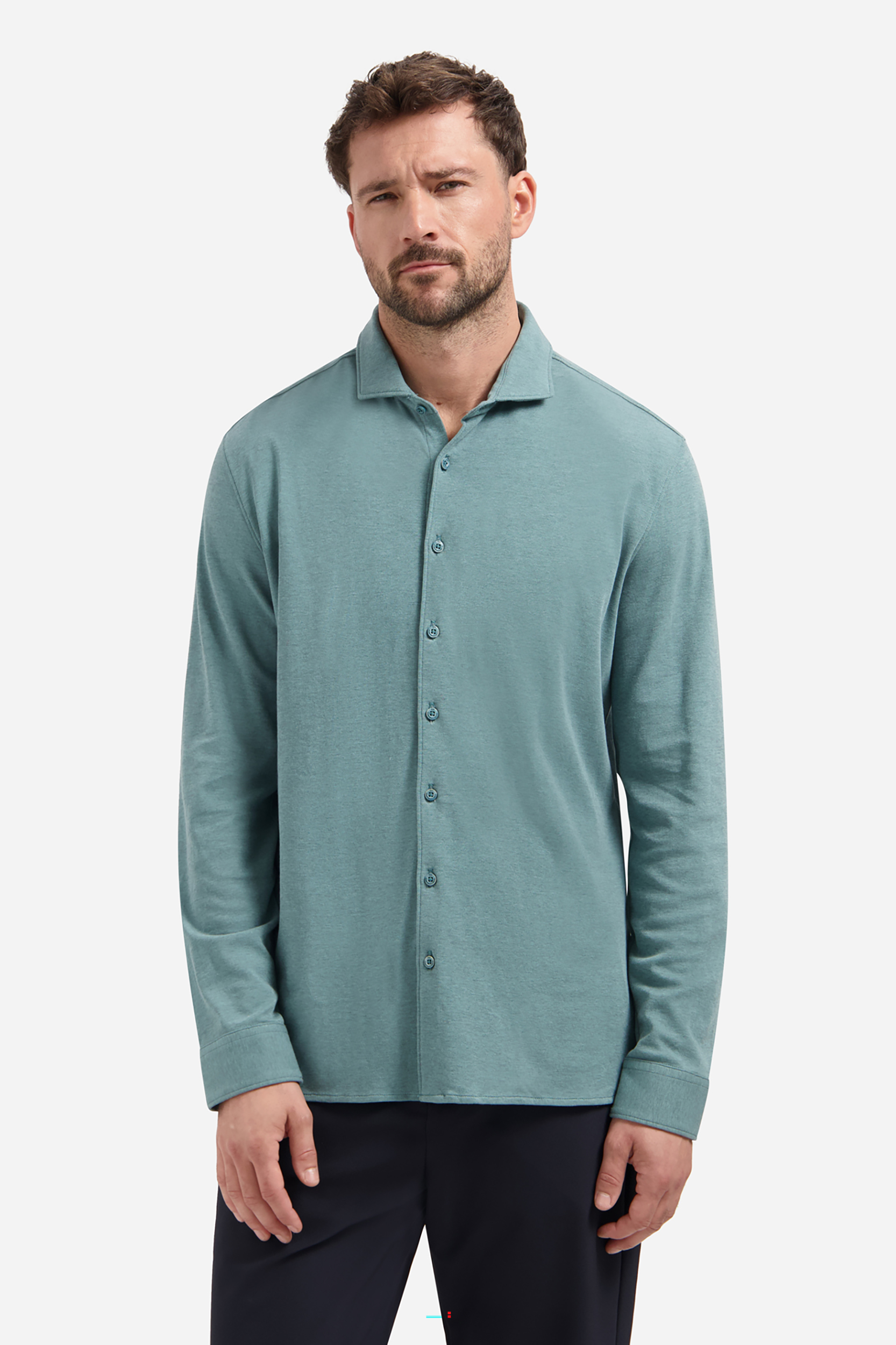 No Excess Overhemd Jersey Twill Blauw