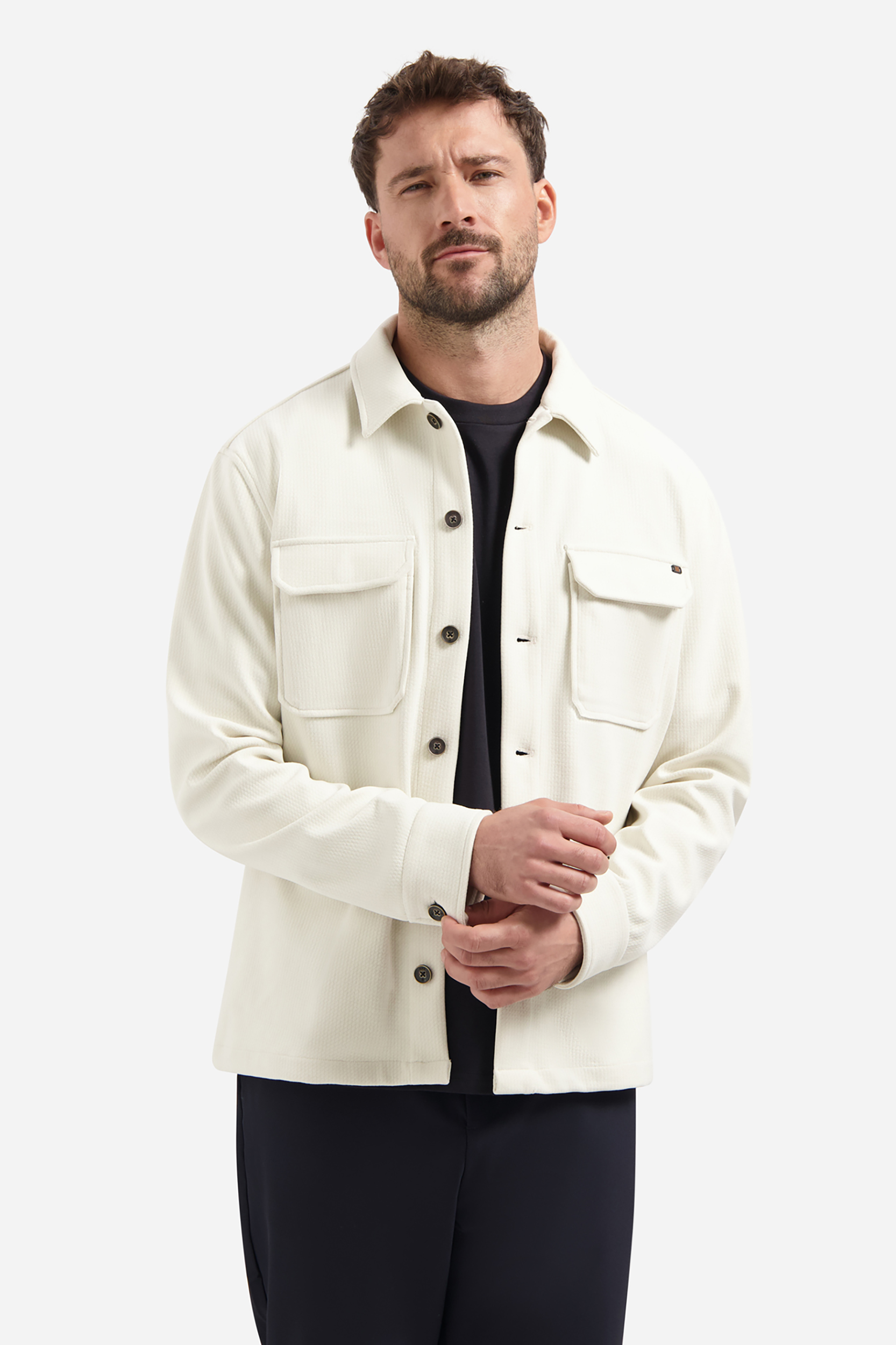 No Excess Overshirt Buttons Relief Sweat Grijs