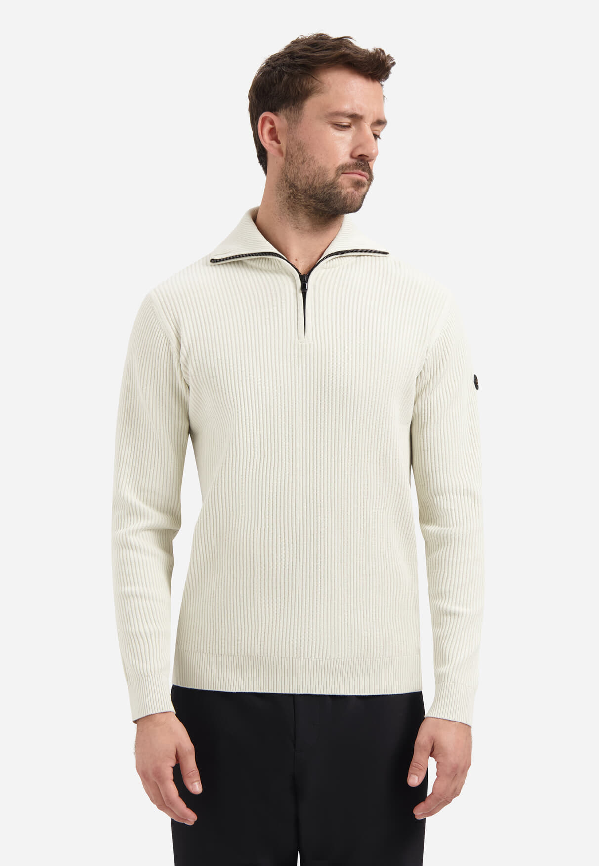 No Excess Pullover Half Zip Wing Collar Tuck Grijs