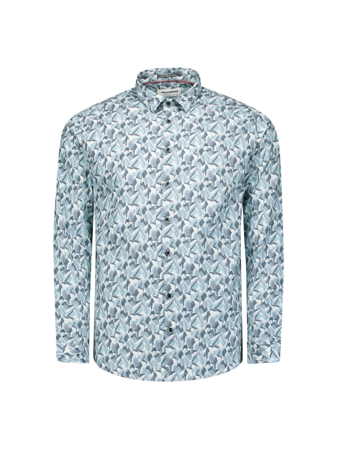 No Excess Overhemd Stretch Allover Printed Antraciet